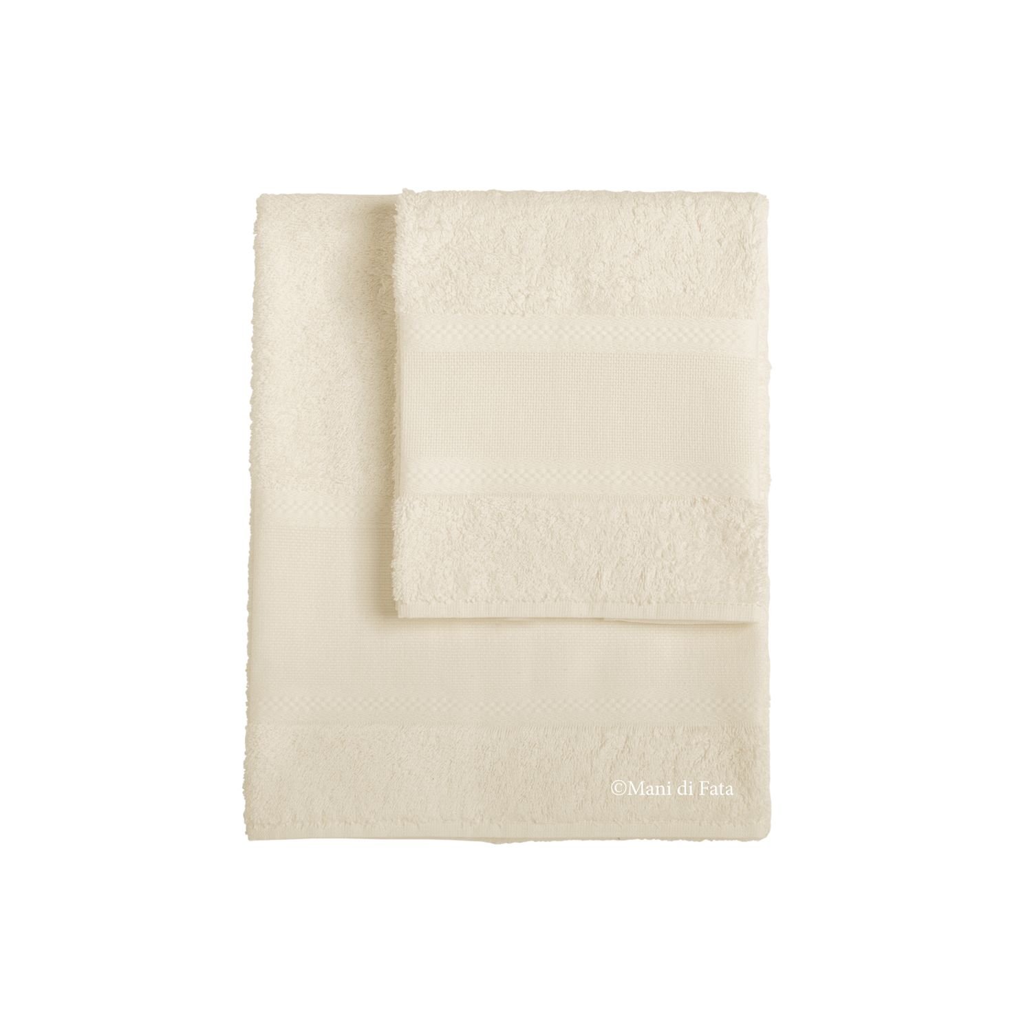 Set Asciugamani viso e ospite in puro cotone avorio con lettera ricamata -  Nardini Forniture