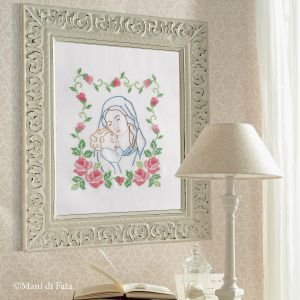 Kit punto croce disegnato per quadro 'Madonna con Bambino'