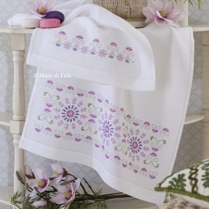 Kit parure asciugamani 'bordura fiori'