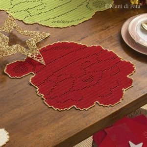 Kit filet per tovaglietta all'americana 'Babbo Natale' rosso