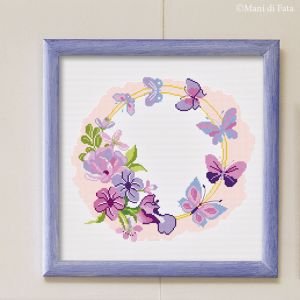 Kit punto croce per quadro con fiori e farfalle