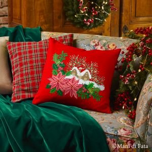 Kit punto croce per cuscino 'Paesaggio natalizio'