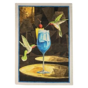 Strofinaccio in lino stampa Mojito colibrì