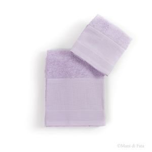 Parure asciugamani ricamabili di cotone con bordo in rilievo
