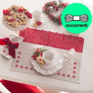 Kit tovaglietta americana 'Merry Christmas'