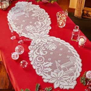 Occorrente cotone e schema filet per runner 'Paesaggio Natale'