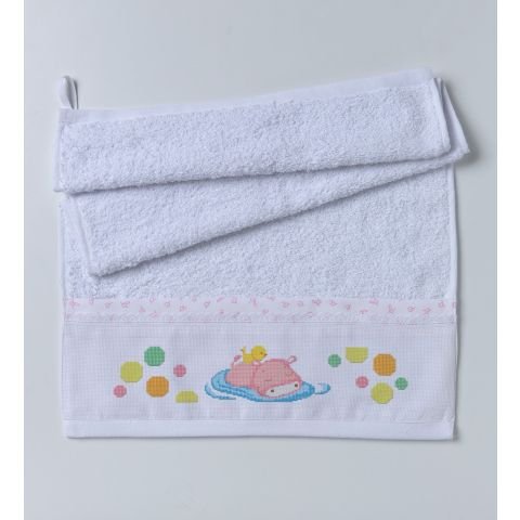 Schema punto croce per asciugamano bimba 'Hippo'