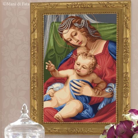 Schema punto croce per quadro Madonna col Bambino