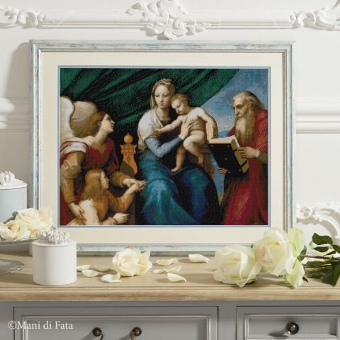 Schema punto croce per quadro sacro con la Madonna