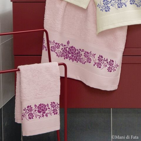 Schema punto croce per parure asciugamani avorio 'Monocromia in rosa'