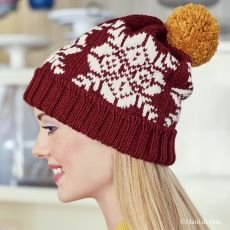 Kit maglia per cappello jacquard con pompon