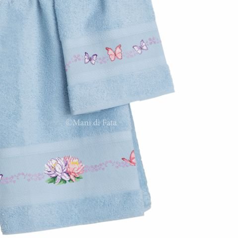 Kit punto croce parure asciugamani 'Fiori di loto'