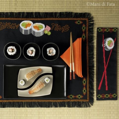 Kit punto croce americano e portabacchette sushi