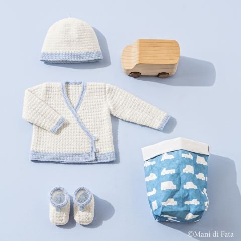 Kit a uncinetto completo baby 'Punto nuvole'