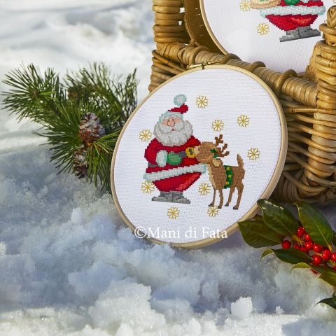 Filati per quadro Babbo Natale con renna