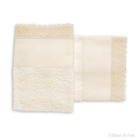 Parure asciugamani ricamabili di cotone con pizzo