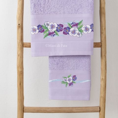 Schema punto croce parure asciugamani lilla 'Viole'