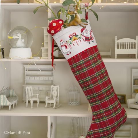 Schema punto croce per calza scozzese Natale