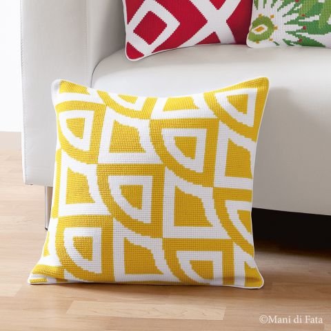 Schema punto croce cuscino geometrico giallo